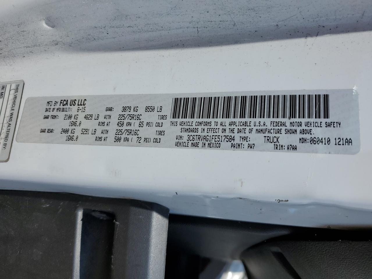 3C6TRVAG1FE517584 2015 Ram Promaster 1500 1500 Standard