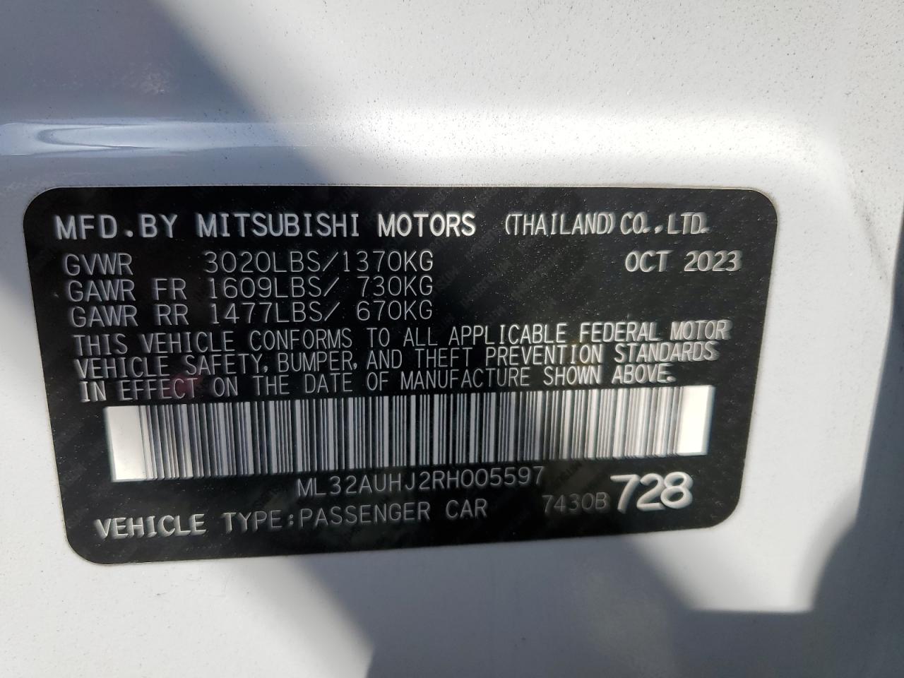 ML32AUHJ2RH005597 2024 Mitsubishi Mirage Es