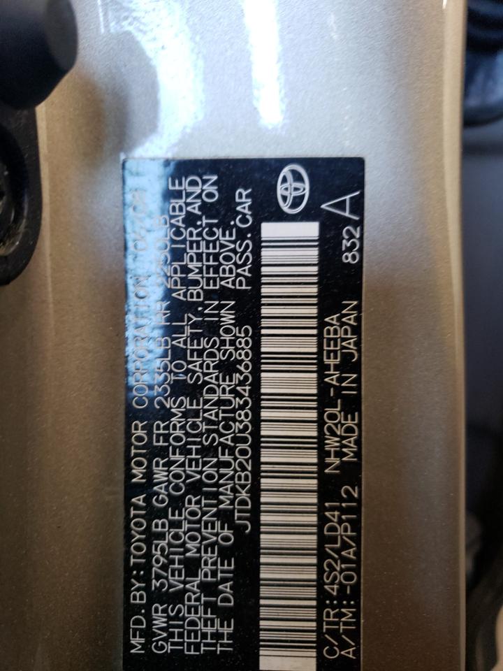 JTDKB20U383436885 2008 Toyota Prius