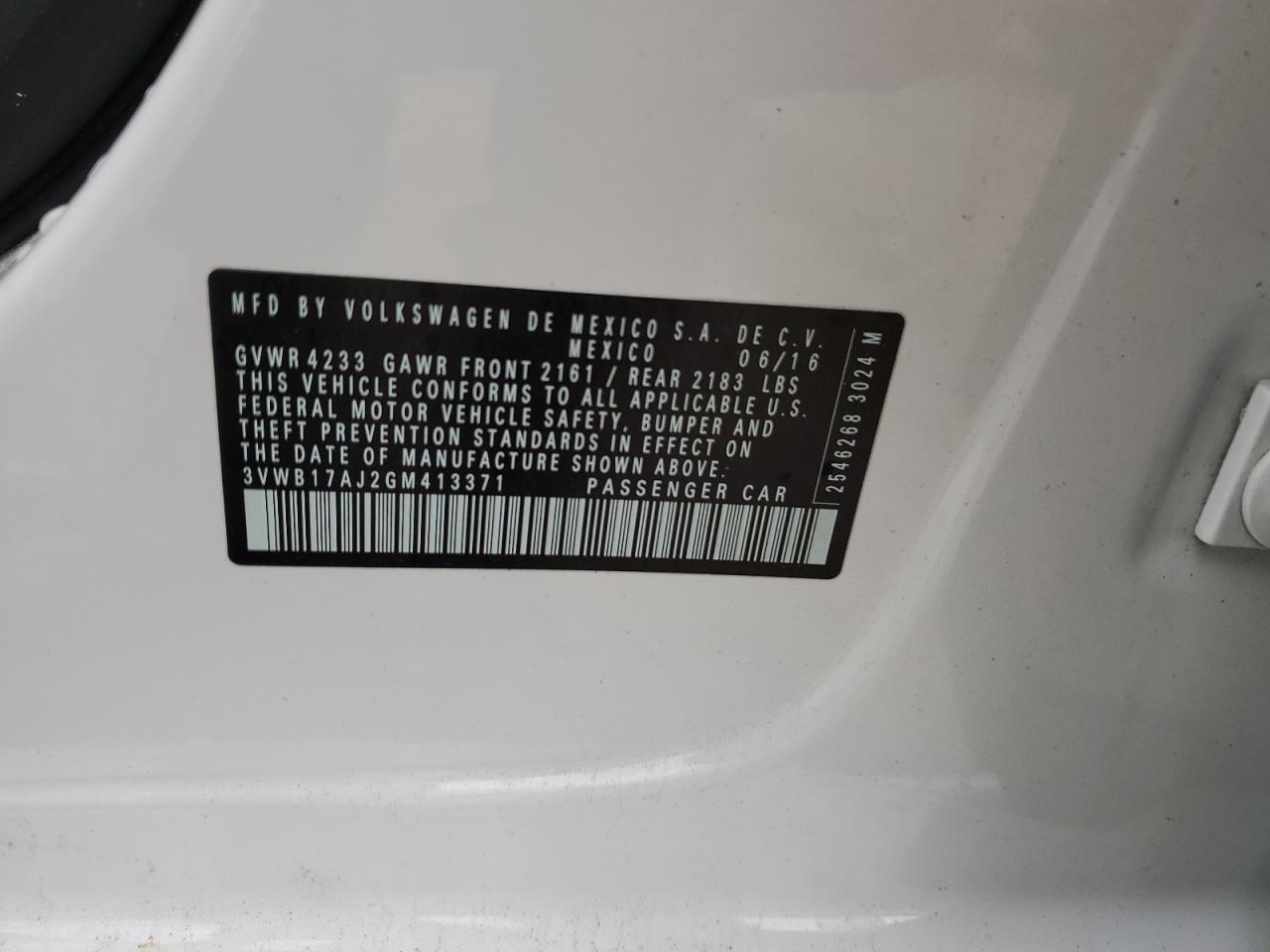 3VWB17AJ2GM413371 2016 Volkswagen Jetta Sport