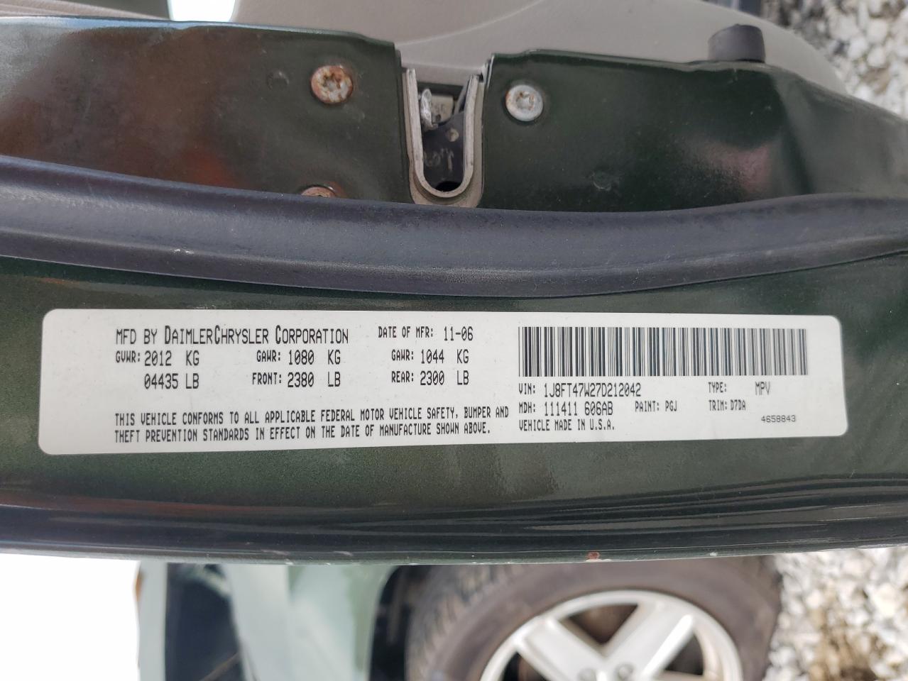 1J8FT47W27D212042 2007 Jeep Compass