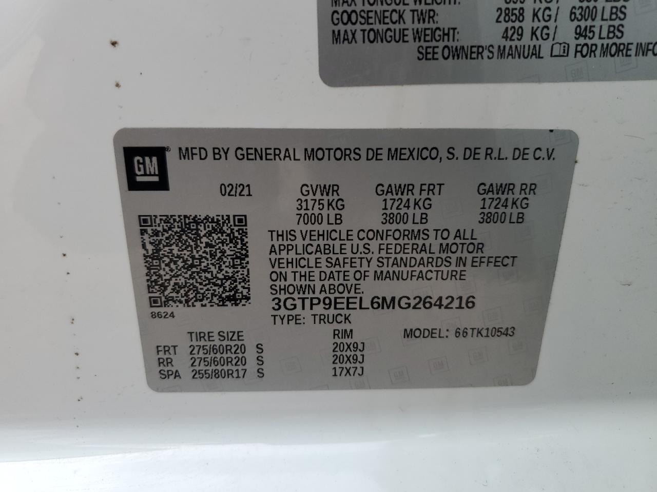 2021 GMC Sierra K1500 At4 vin: 3GTP9EEL6MG264216