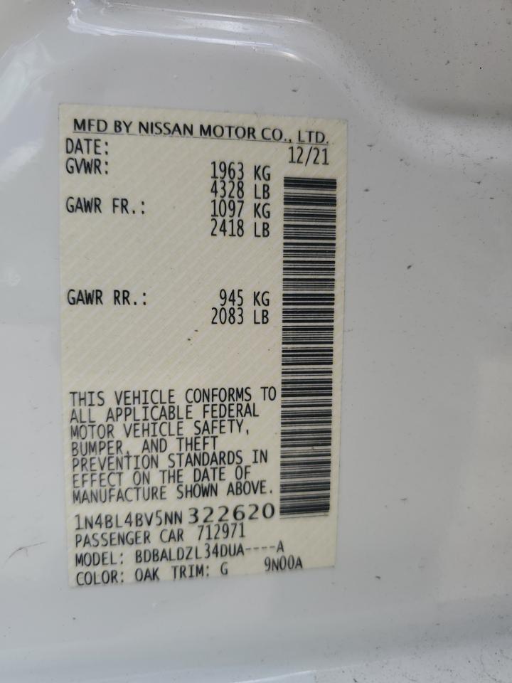 1N4BL4BV5NN322620 2022 Nissan Altima S