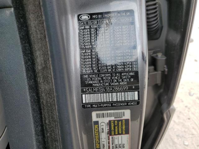 2008 Land Rover Range Rover Supercharged VIN: SALMF13418A286699 Lot: 56365374
