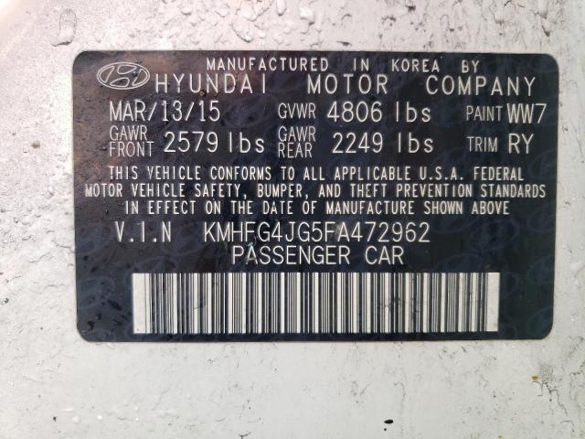 2015 Hyundai Azera VIN: KMHFG4JG5FA472962 Lot: 53438074