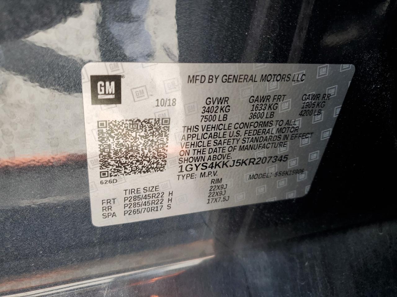 1GYS4KKJ5KR207345 2019 Cadillac Escalade Esv Platinum