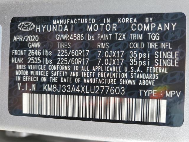 2020 Hyundai Tucson Limited VIN: KM8J33A4XLU277603 Lot: 54874394