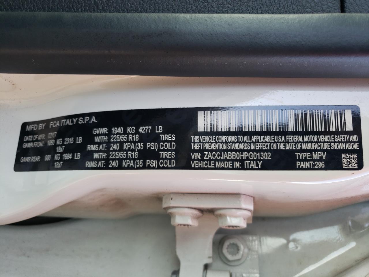 ZACCJABB0HPG01302 2017 Jeep Renegade Latitude