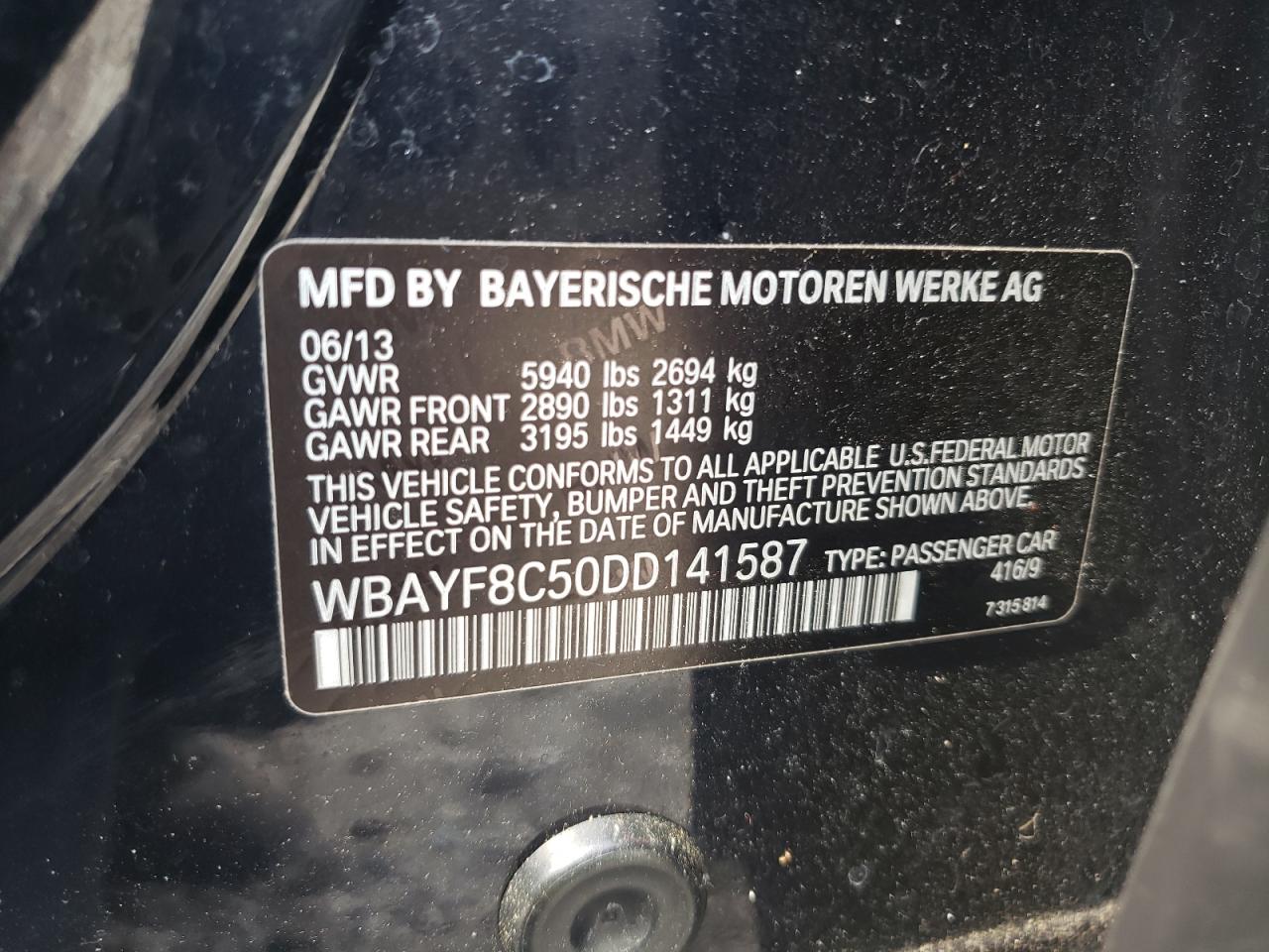 WBAYF8C50DD141587 2013 BMW 750 Lxi