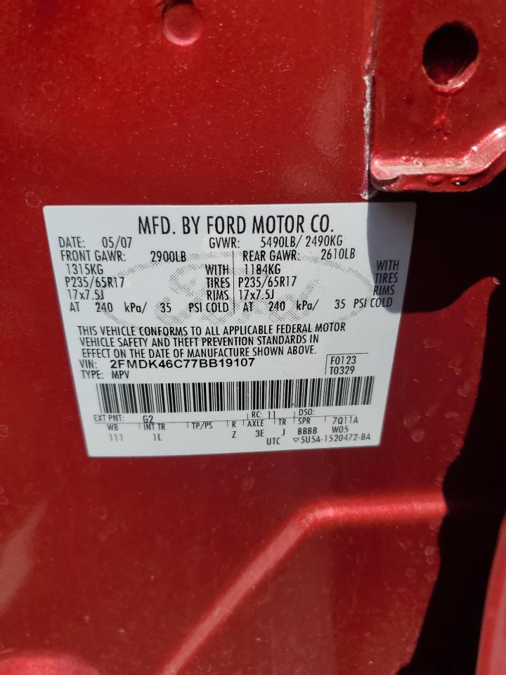 2FMDK46C77BB19107 2007 Ford Edge Se