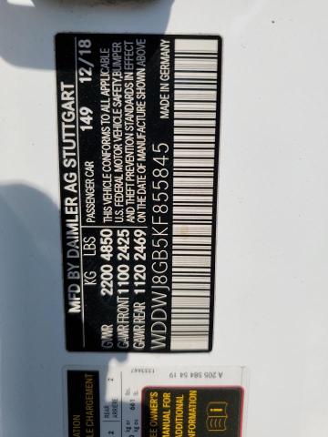 2019 Mercedes-Benz C 63 Amg VIN: WDDWJ8GB5KF855845 Lot: 54950284