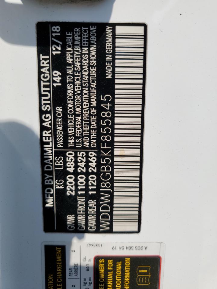 WDDWJ8GB5KF855845 2019 Mercedes-Benz C 63 Amg