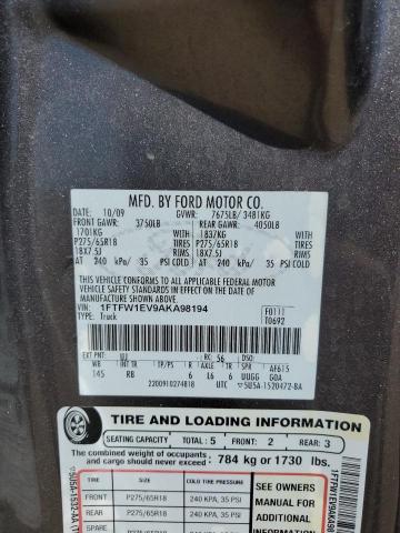 2010 Ford F150 Supercrew VIN: 1FTFW1EV9AKA98194 Lot: 56516794