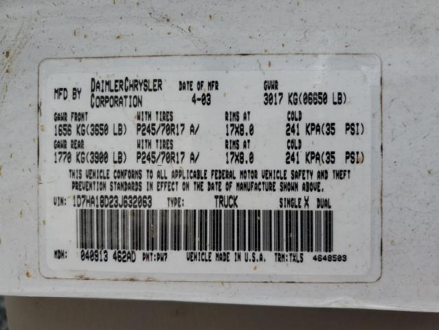 2003 Dodge Ram 1500 St VIN: 1D7HA18D23J632063 Lot: 56665834