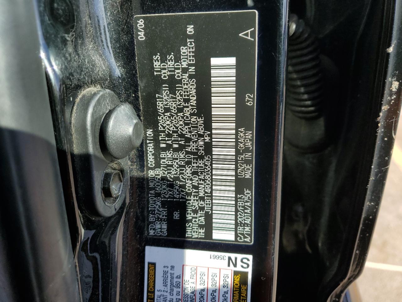 JTEBT14R068036405 2006 Toyota 4Runner Sr5