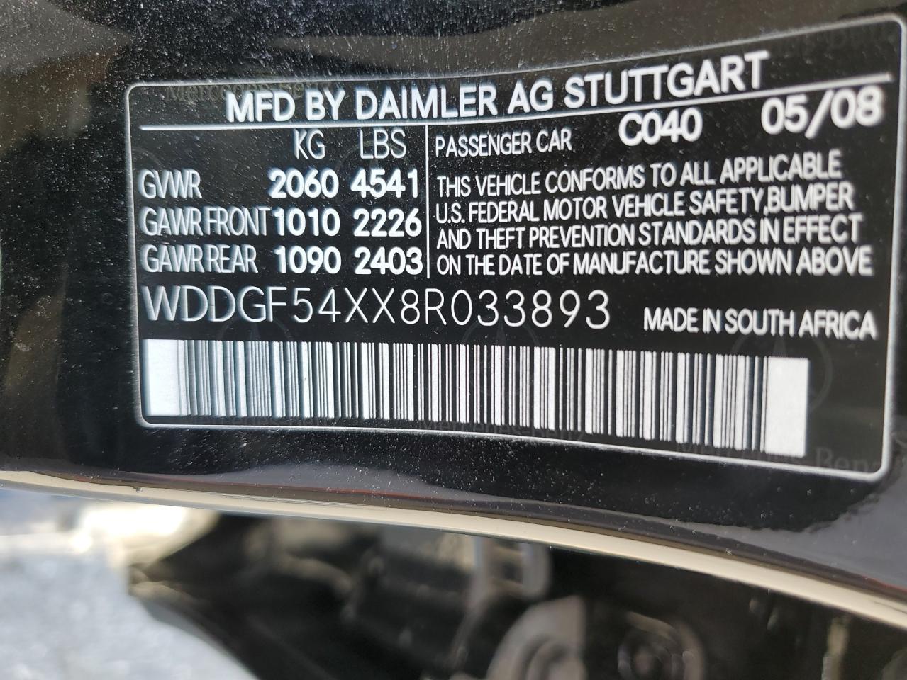 WDDGF54XX8R033893 2008 Mercedes-Benz C 300