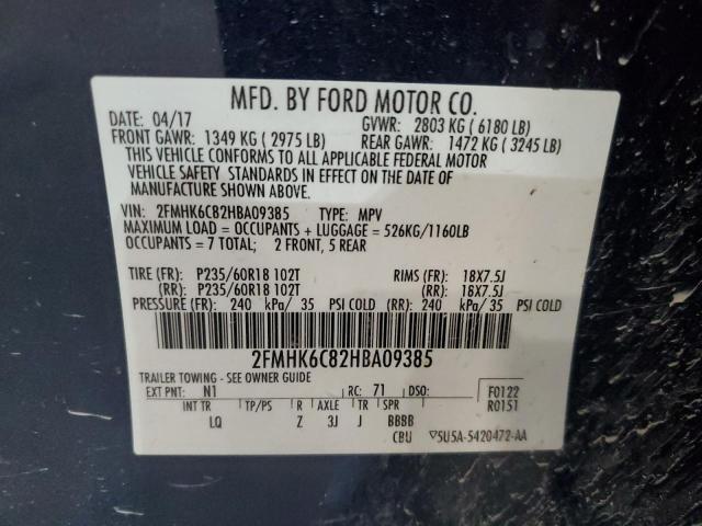 2017 Ford Flex Sel VIN: 2FMHK6C82HBA09385 Lot: 55913484