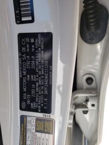 2019 Kia Forte Fe VIN: 3KPF24AD4KE111206 Lot: 56147694