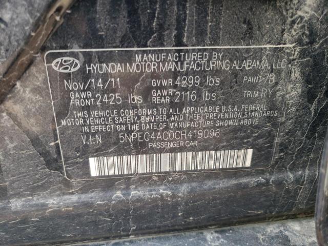 2012 Hyundai Sonata Se VIN: 5NPEC4AC0CH419096 Lot: 56145764