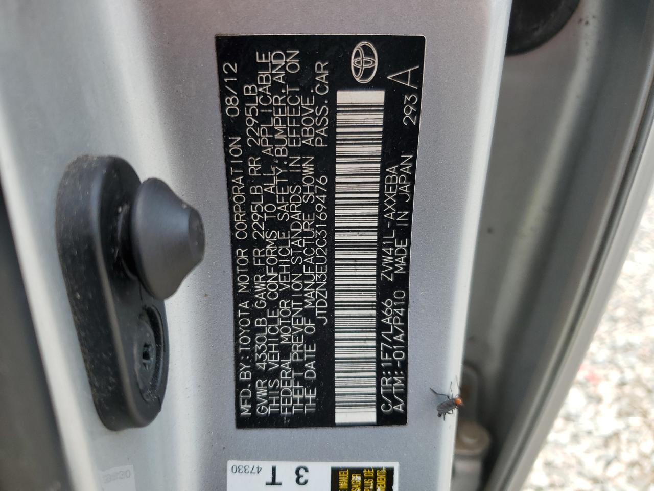 JTDZN3EU2C3169476 2012 Toyota Prius V