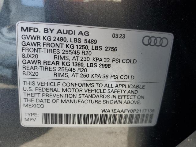 2023 Audi Q5 Premium Plus 45 VIN: WA1EAAFY0P2117138 Lot: 56260974