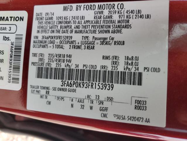 VIN 3FA6P0K93FR153939 2015 Ford Fusion, Titanium no.12