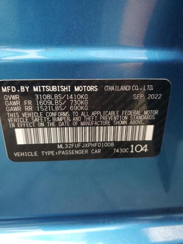 2023 Mitsubishi Mirage G4 Es VIN: ML32FUFJXPHF01008 Lot: 53566964