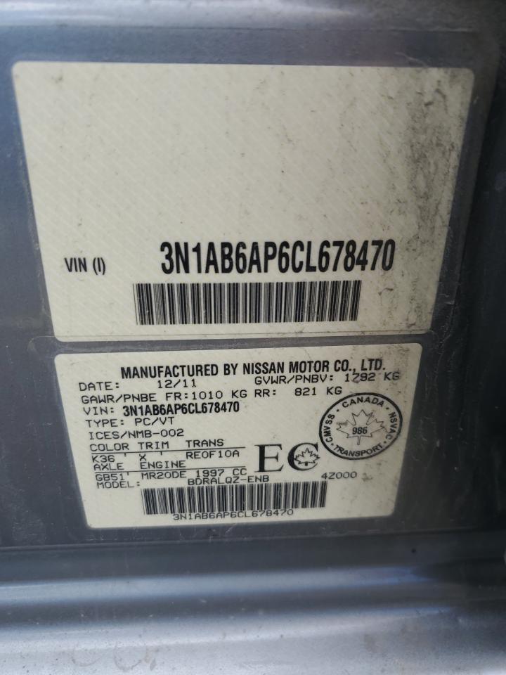 3N1AB6AP6CL678470 2012 Nissan Sentra 2.0