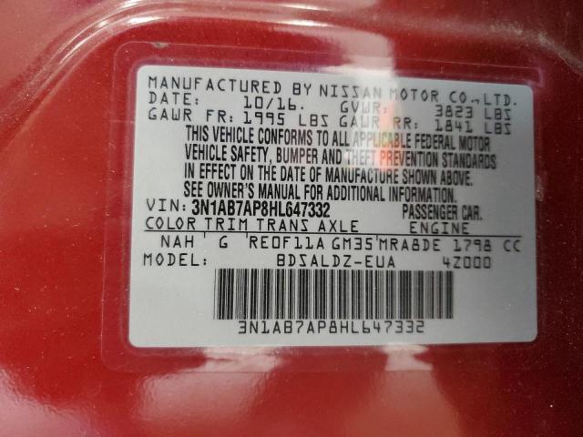 2017 Nissan Sentra S VIN: 3N1AB7AP8HL647332 Lot: 53416044