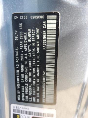 2013 Volkswagen Eos Komfort VIN: WVWBW8AH9DV003241 Lot: 55892734