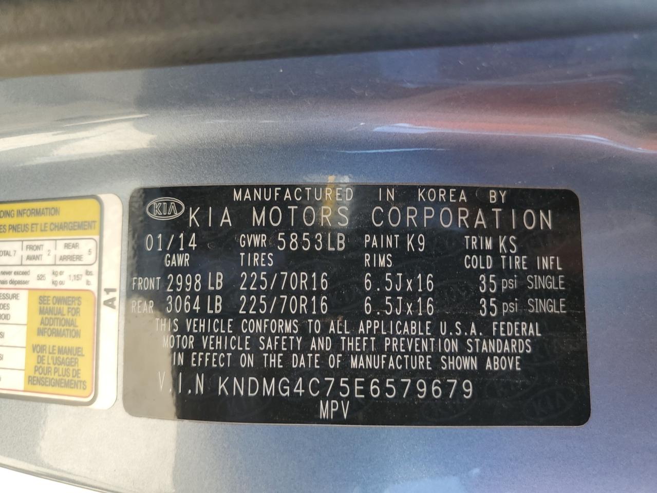 KNDMG4C75E6579679 2014 Kia Sedona Lx