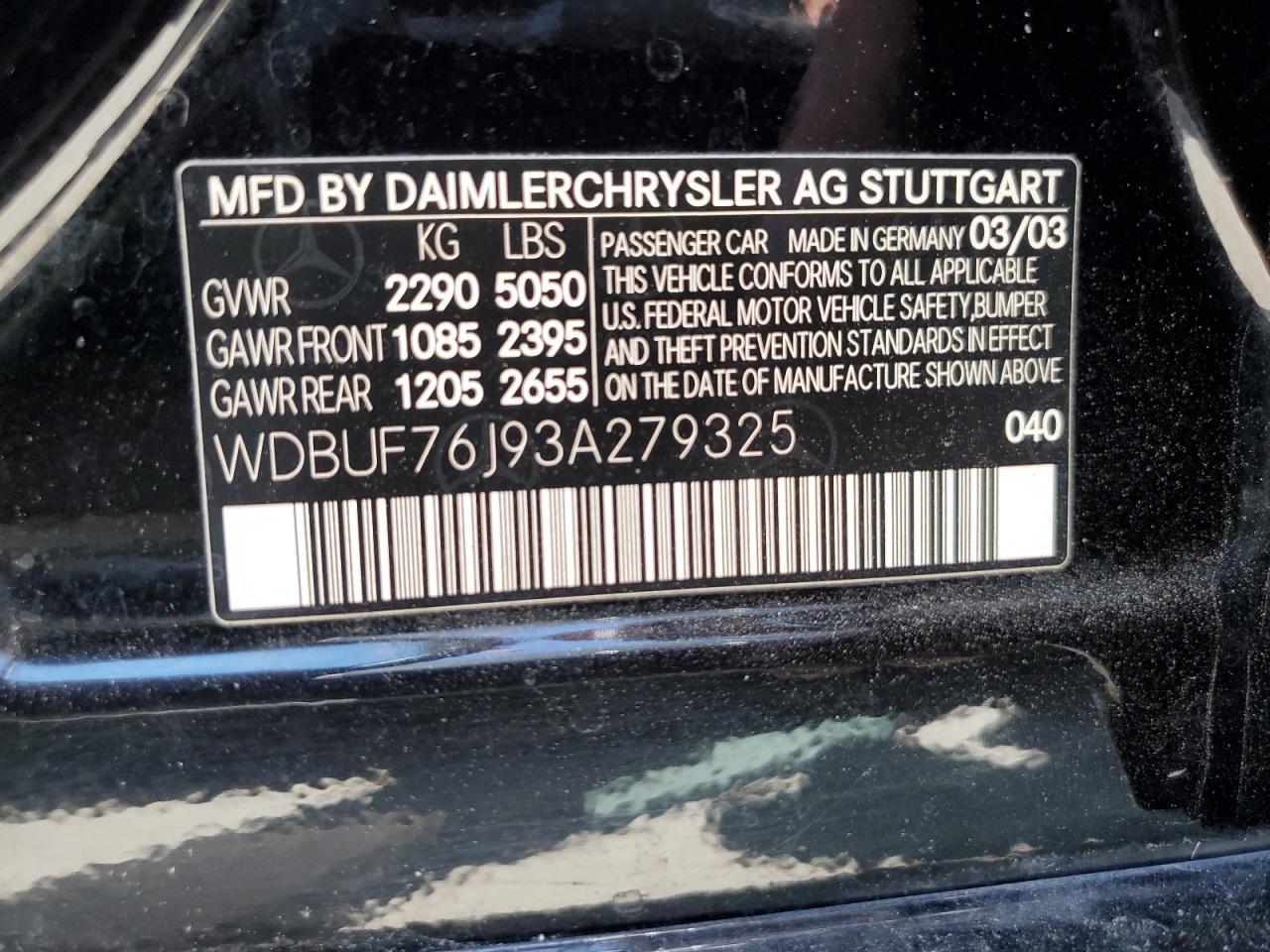 WDBUF76J93A279325 2003 Mercedes-Benz E 55 Amg