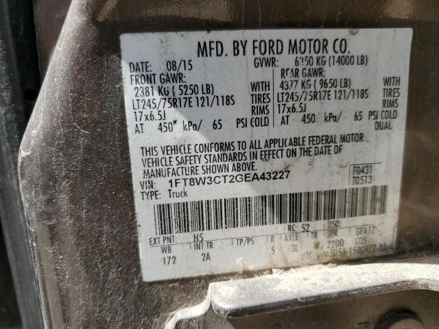 2016 Ford F350 Super Duty VIN: 1FT8W3CT2GEA43227 Lot: 53611684