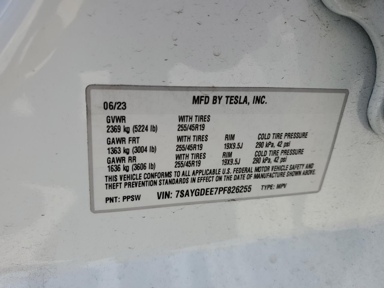 7SAYGDEE7PF826255 2023 Tesla Model Y