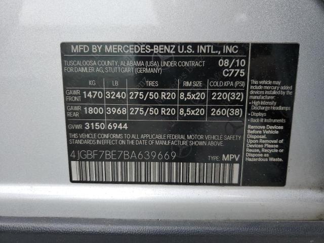 2011 Mercedes-Benz Gl 450 4Matic VIN: 4JGBF7BE7BA639669 Lot: 54513984