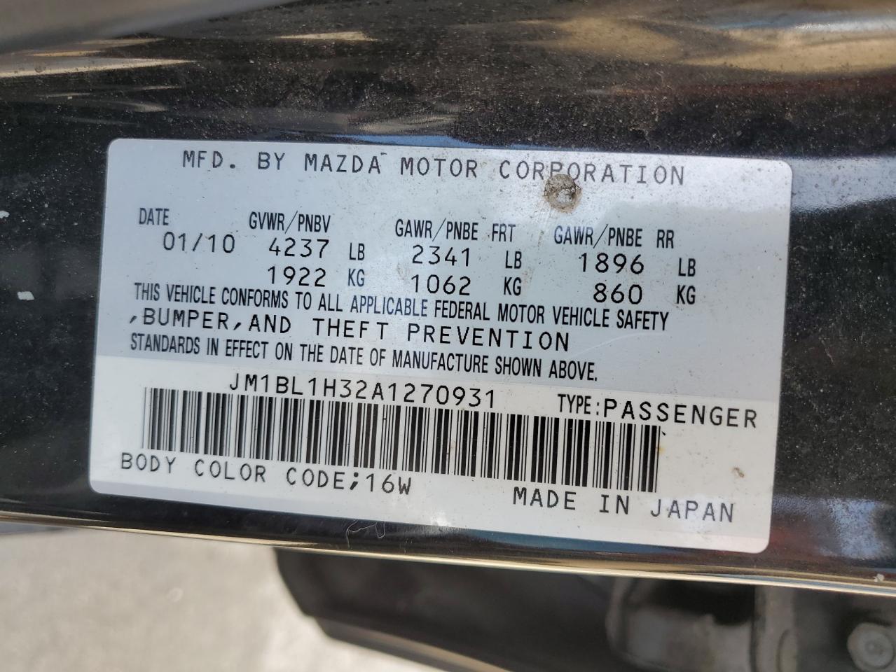 JM1BL1H32A1270931 2010 Mazda Speed 3