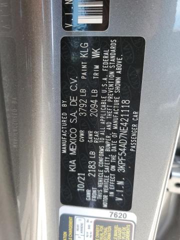 2022 Kia Forte Gt Line VIN: 3KPF54AD7NE421118 Lot: 57710934