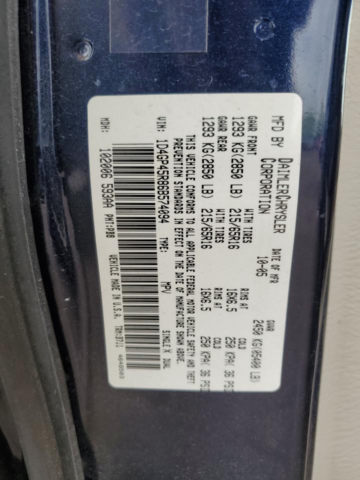 1D4GP45R86B574094 2006 Dodge Caravan Sxt