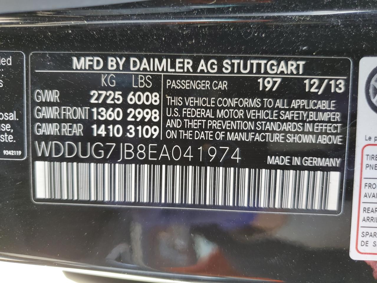 WDDUG7JB8EA041974 2014 Mercedes-Benz S 63 Amg