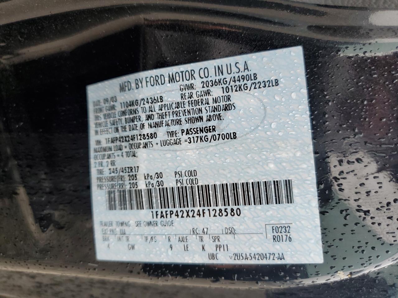 1FAFP42X24F128580 2004 Ford Mustang Gt