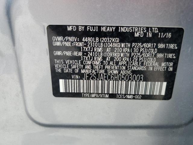 2017 Subaru Forester 2.5I Premium VIN: JF2SJAEC6HG503003 Lot: 53930314