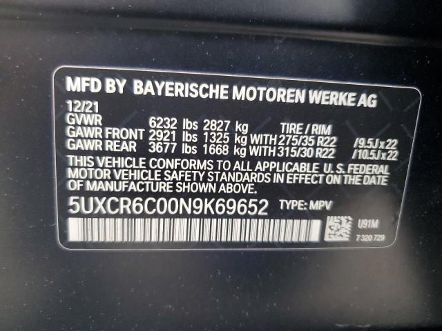 2022 BMW X5 XDRIVE4 - 5UXCR6C00N9K69652