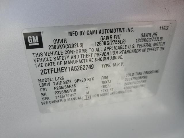 2010 GMC Terrain Slt VIN: 2CTFLHEY1A6262749 Lot: 54175384