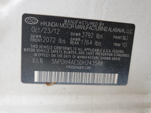 2013 Hyundai Elantra Gls VIN: 5NPDH4AE5DH243548 Lot: 56497214