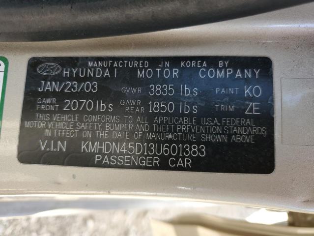 2003 Hyundai Elantra Gls VIN: KMHDN45D13U601383 Lot: 55147084