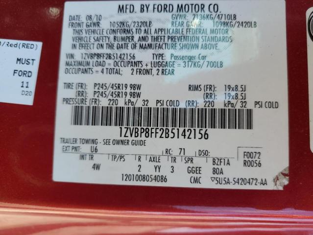 2011 Ford Mustang Gt VIN: 1ZVBP8FF2B5142156 Lot: 54556304