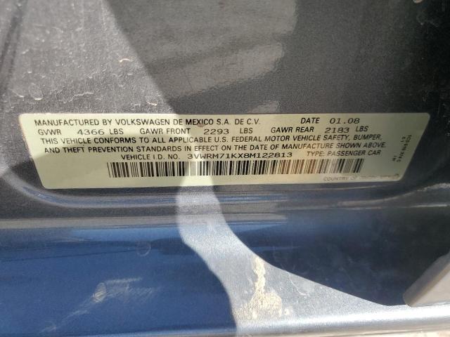 2008 Volkswagen Jetta Se VIN: 3VWRM71KX8M122813 Lot: 53410494