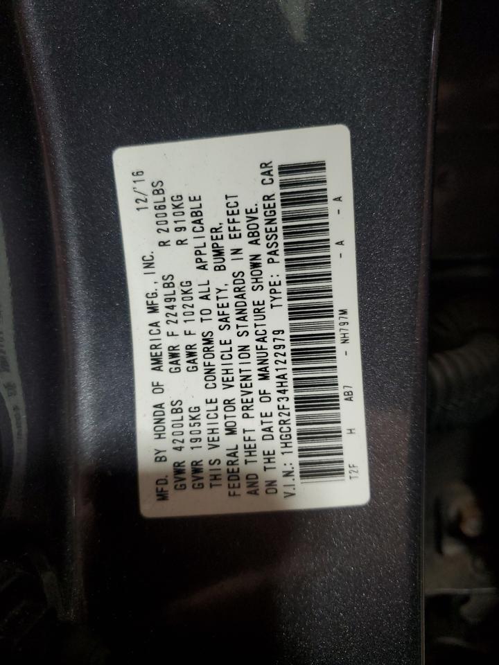 2017 Honda Accord Lx vin: 1HGCR2F34HA122979