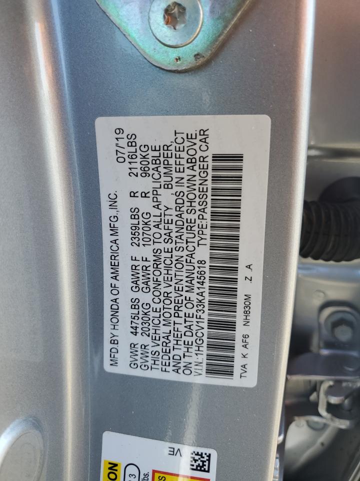 1HGCV1F33KA145618 2019 Honda Accord Sport