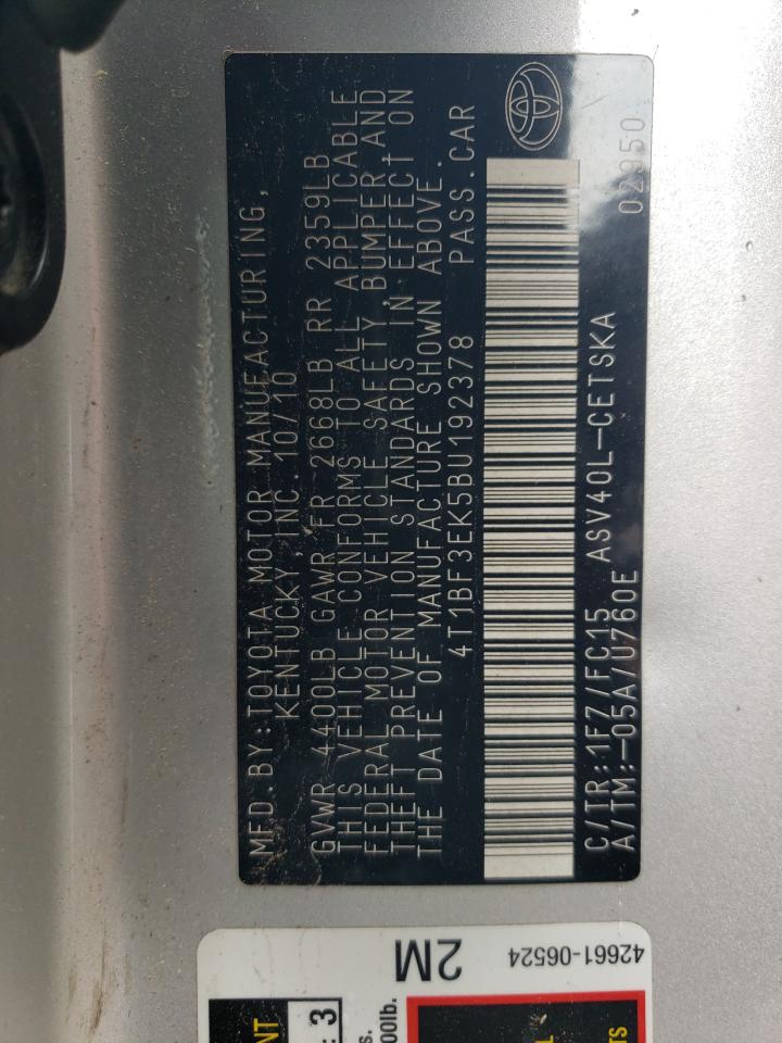 4T1BF3EK5BU192378 2011 Toyota Camry Base